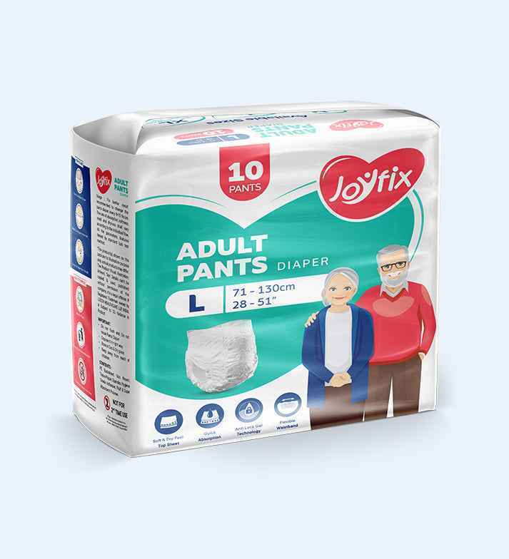 JOYFIX Adult Pant Diapers | Unisex Adult Diapers - L - Pack of 6 (60 Pieces)
