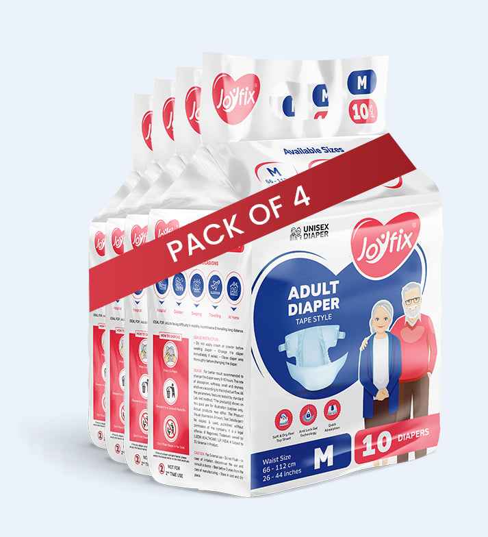 JOYFIX Adult Tape Diapers | Unisex Adult Diapers - M - Pack of 4 (40 Pieces)