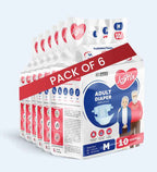JOYFIX Adult Tape Diapers | Unisex Adult Diapers - M - Pack of 6 (60 Pieces)