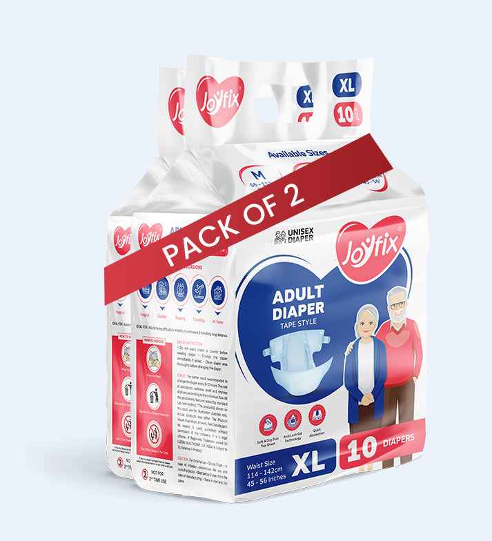 JOYFIX Adult Tape Diapers | Unisex Adult Diapers - XL - Pack of 2 (20 Pieces)
