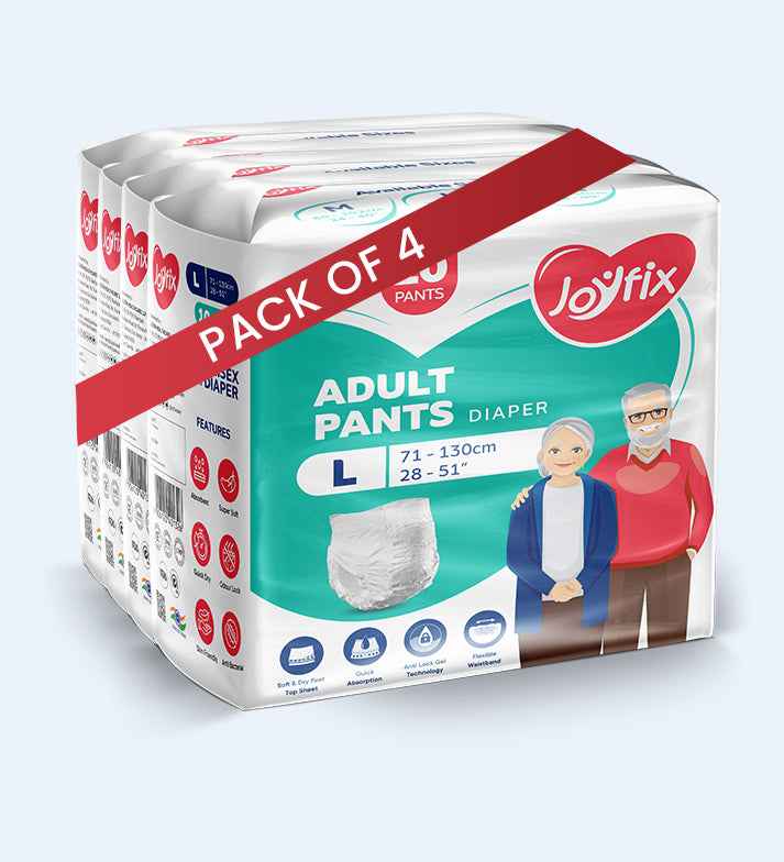 JOYFIX Adult Pant Diapers | Unisex Adult Diapers - L - Pack of 4 (40 Pieces)