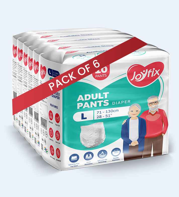 JOYFIX Adult Pant Diapers | Unisex Adult Diapers - L - Pack of 6 (60 Pieces)
