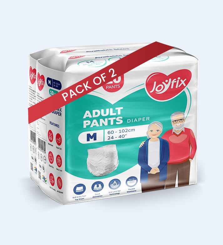 JOYFIX Adult Pant Diapers | Unisex Adult Diapers - M - Pack of 2 (20 Pieces)