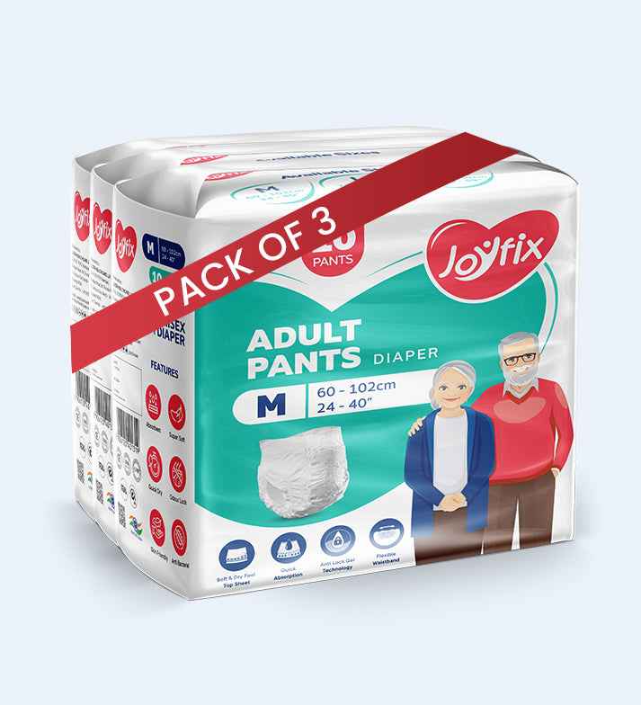 JOYFIX Adult Pant Diapers | Unisex Adult Diapers - M - Pack of 3 (30 Pieces)