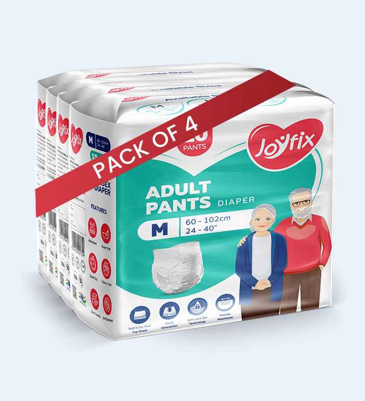JOYFIX Adult Pant Diapers | Unisex Adult Diapers - M - Pack of 4 (40 Pieces)