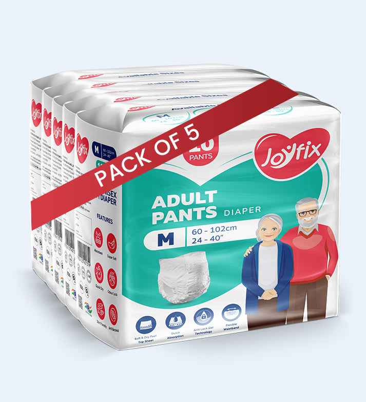 JOYFIX Adult Pant Diapers | Unisex Adult Diapers - M - Pack of 5 (50 Pieces)
