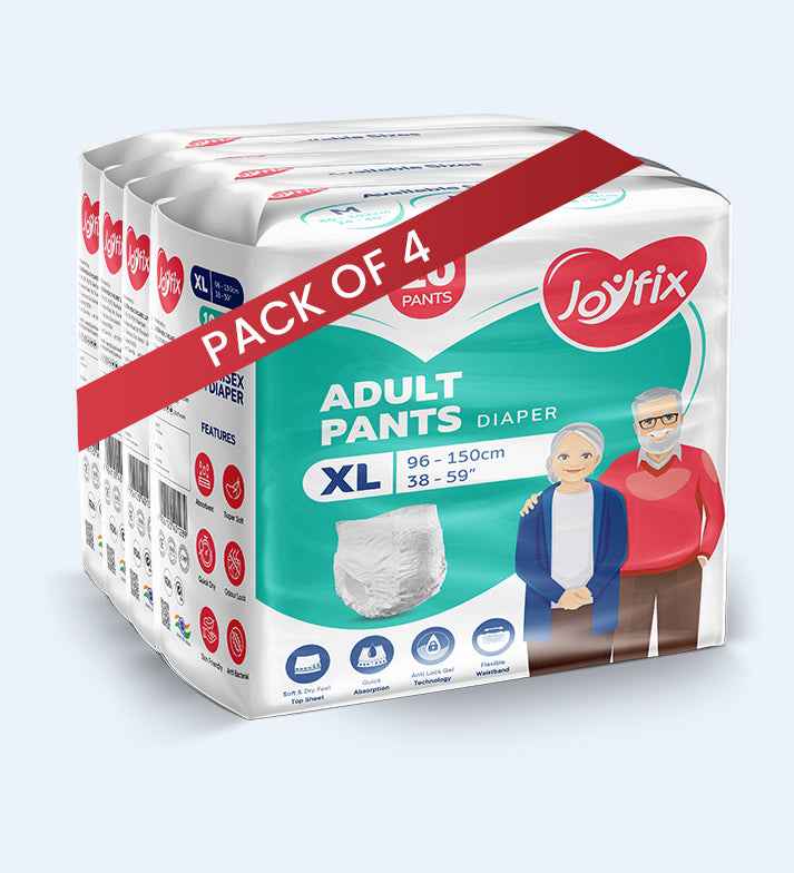 JOYFIX Adult Pant Diapers | Unisex Adult Diapers - XL - Pack of 4 (40 Pieces)