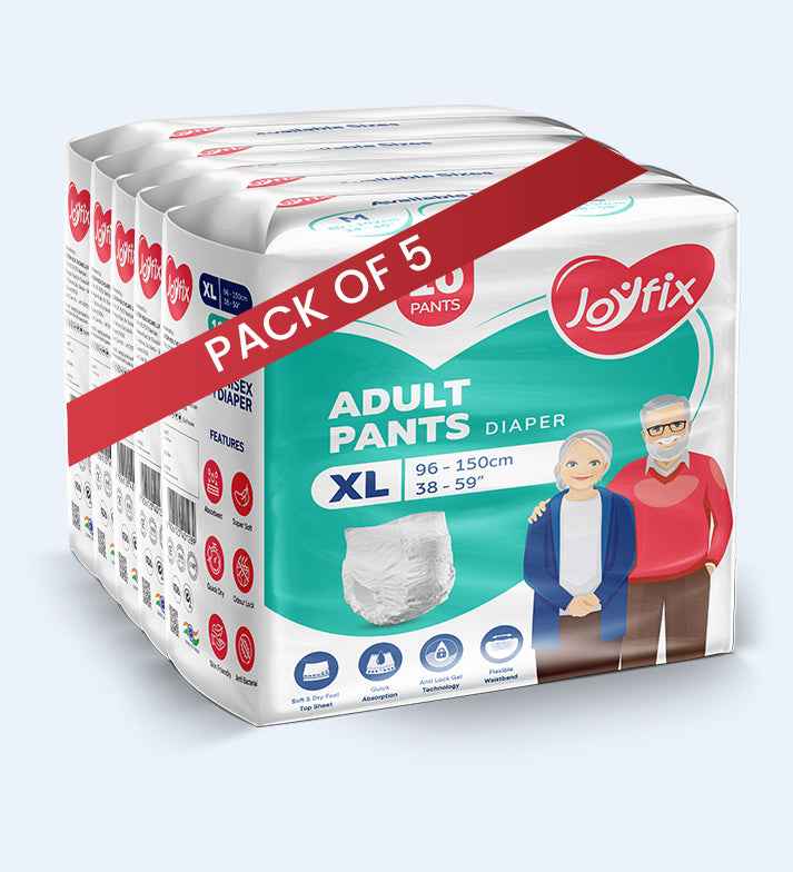 JOYFIX Adult Pant Diapers | Unisex Adult Diapers - XL - Pack of 5 (50 Pieces)