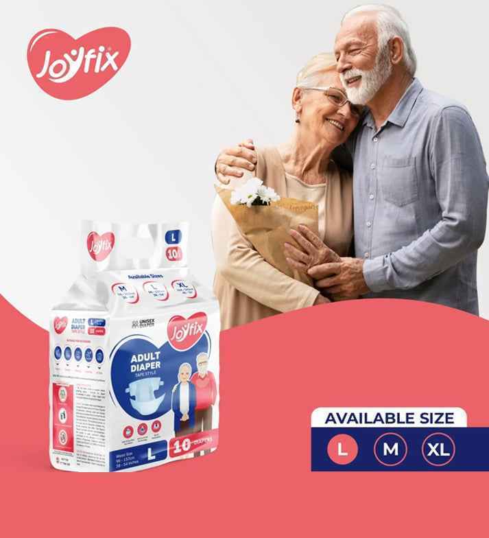 JOYFIX Adult Tape Diapers | Unisex Adult Diapers - L  Pack of 6 (60 Pieces)