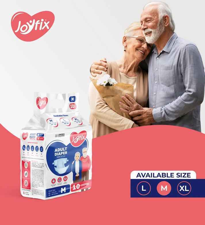 JOYFIX Adult Tape Diapers | Unisex Adult Diapers - M - Pack of 4 (40 Pieces)