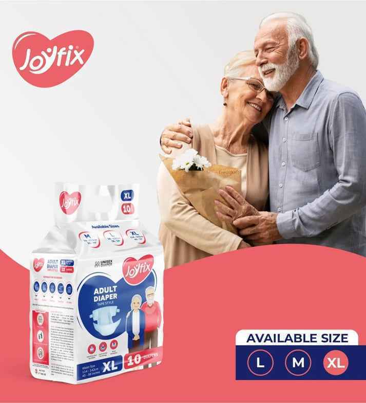 JOYFIX Adult Tape Diapers | Unisex Adult Diapers - XL - Pack of 6 (60 Pieces)